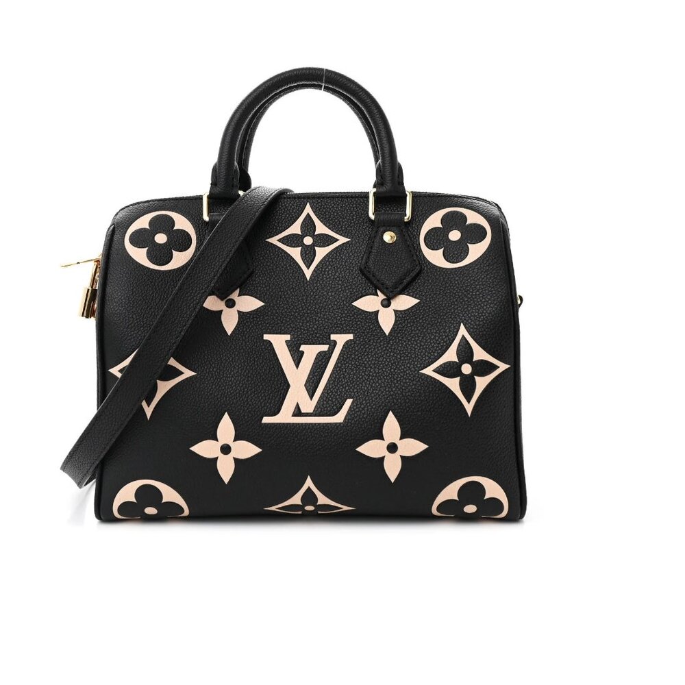 LOUIS VUITTON Empreinte Monogram Giant Speedy Bandouliere 25 Black Cream